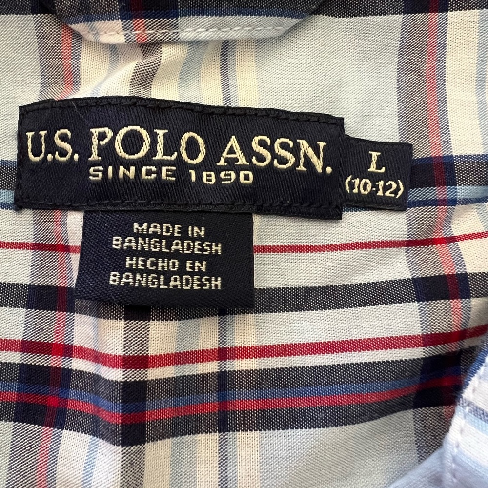NWT U.S. Polo Assoc. Boys plaid button down shirt, size Large (10-12)